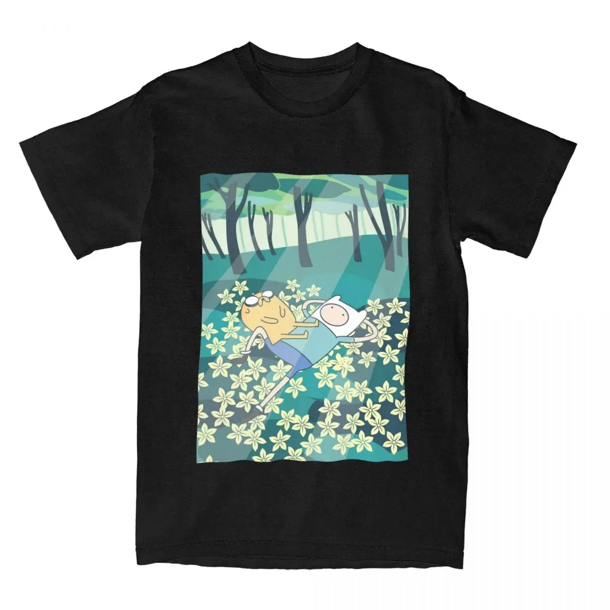 

O Neck Leisure Casual Tee Shirt Plus Size new Mens Field Of Flowers T Shirts Popular Anime Pure Cotton Tops Short Sleeve T Shirt