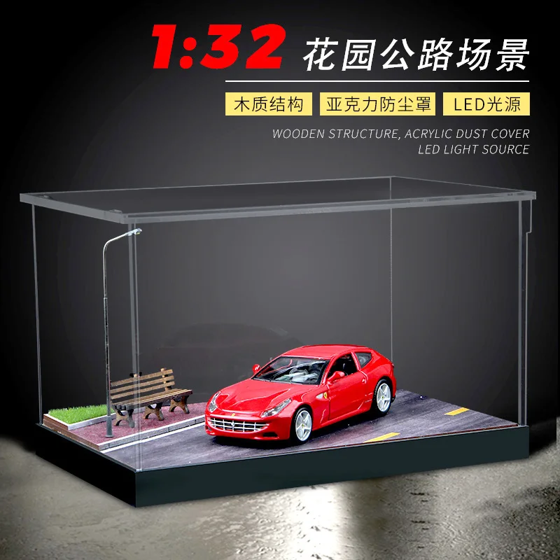 

TimeMicro 1/32 Garden Road themed built-up car model display scene - with dust cover