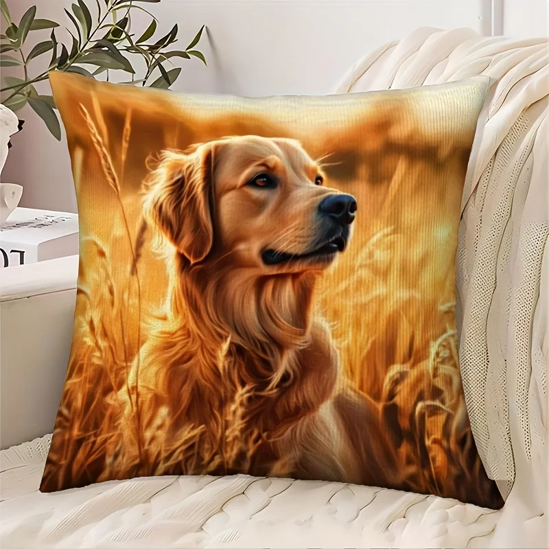 Golden Retriever Dog Portrait Print Cushion Cover Home Decor Pet Lover Gift