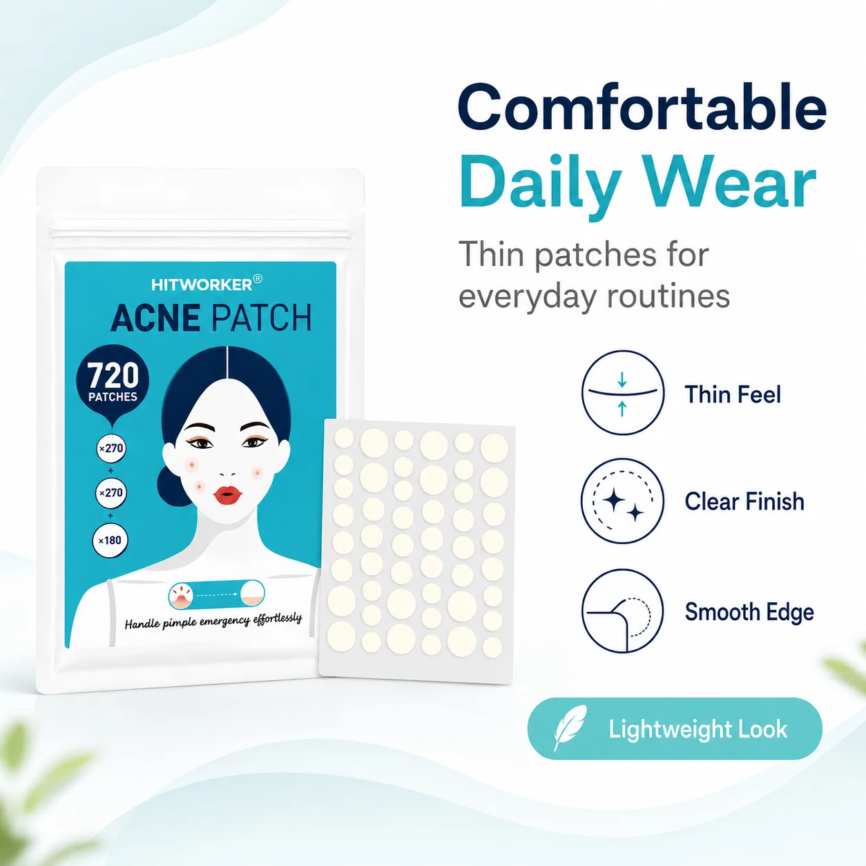 720Pcs Transparent Colloidal Acne Patch - Alcohol-Free, Non-Irritating, High Quality Salicylic Acid and Tea Tree Oil Acne Patch