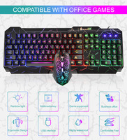 104-key waterproof keyboard and mouse set with USB interface Cyberpunk RGB gaming keyboard and mouse crackle luminous set