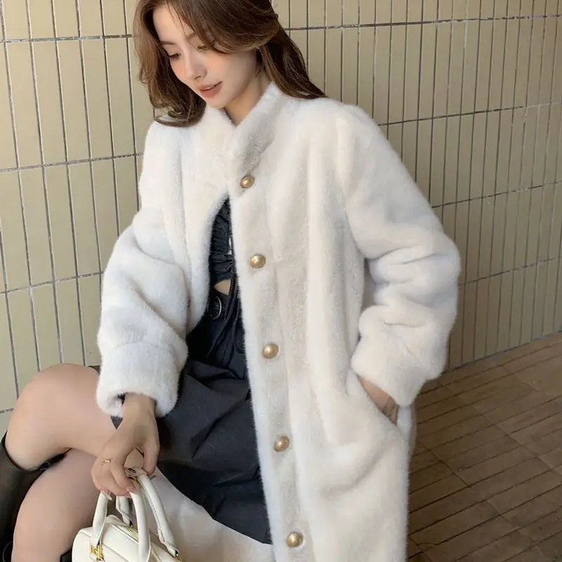 New Cotton Thickened Coat for Women Medium to Long Imitating Rabbit Fur Environmentally Friendly Fur Imitating Fur Standing