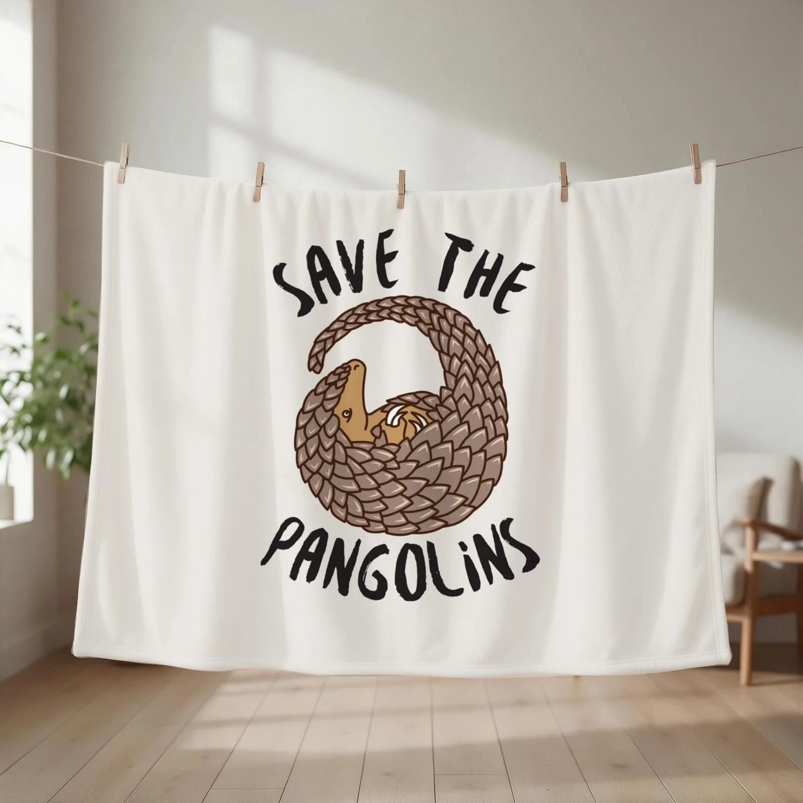 Save the Pangolins - Curled up Pangolin Throw Blanket couch cozy soft plush fuzzy picnic outdoor blanket
