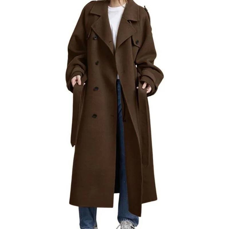 

Elegant Woolen Coat Double Button Collar Thickened Spring Fashion for Middle-Aged Women No Hat Design Online And Offline Avai...