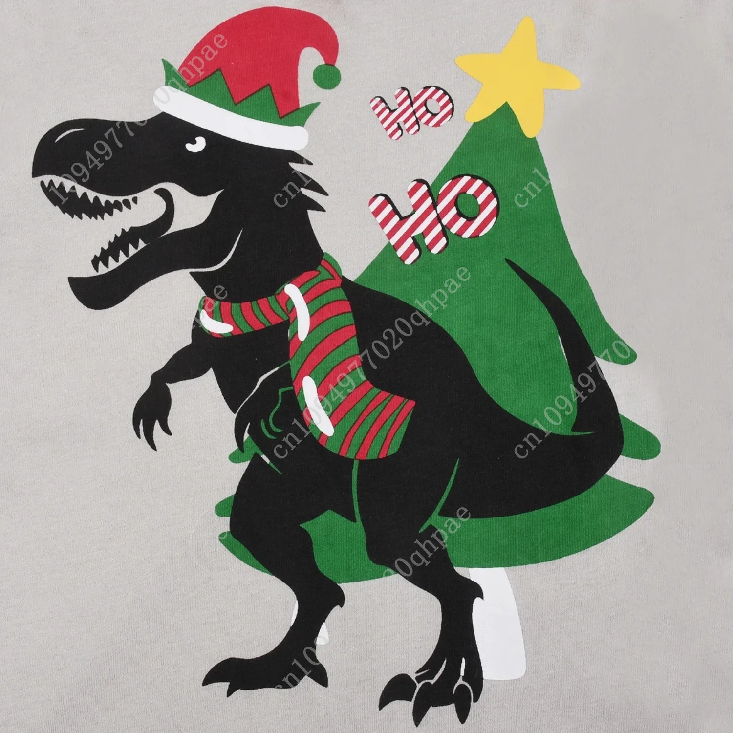 1615 set pigiama con pantaloni lunghi e maniche lunghe con motivo dinosauro natalizio ignifugo, adatto ai ragazzi dai 2 ai 9 anni