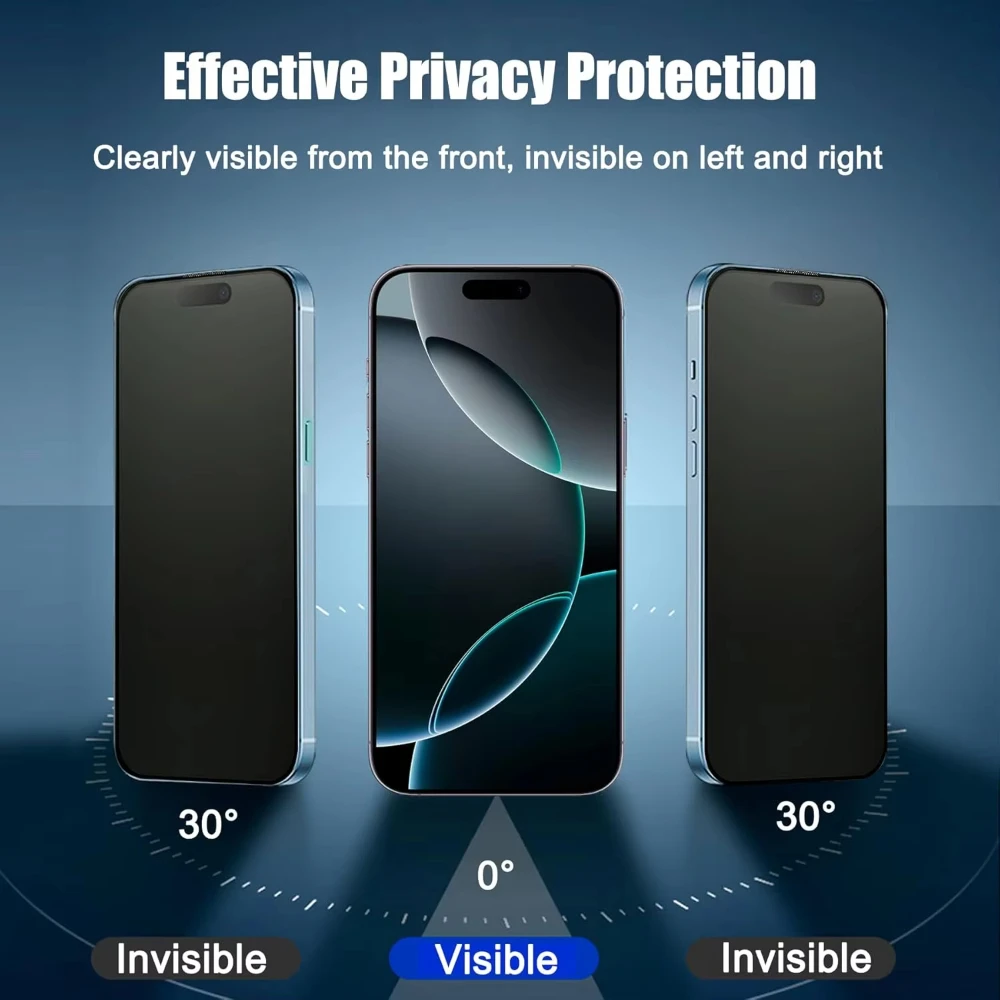 NNBILI 3pcs Full Cover Matte Privacy Screen Protector For iPhone 18 17 16 15 14 13 12 11 Pro Max Plus Mini XS Anti-Peeping Glass