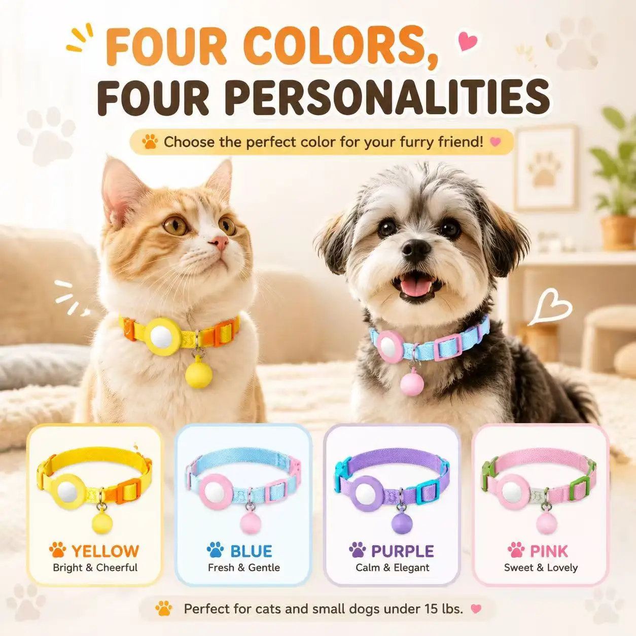 GPS Cat Collar - Unlimited Range/Tracking Device/Lost Mode for Pets - Adjustable Size (21-32CM) -Compatible with Apple Find My (