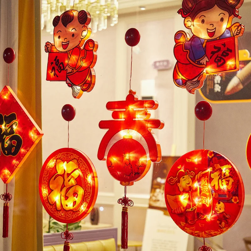 New Year and Spring suction cup Lantern Festival decorative window display lights Chinese-style shop s