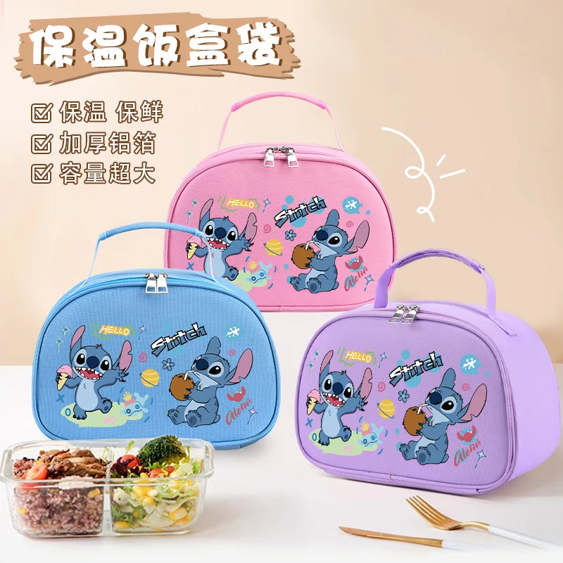 

Kawaii Disney Stitch Handheld Lunch Box Bag Student Insulated Meal Box Bag Thickened Large Capacity Bento Bag Girl Gift Bag