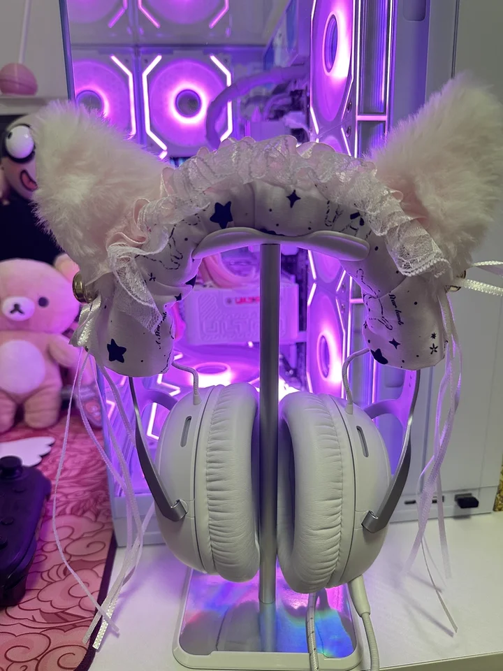 Custom DIY Cat Ear Headband Cover for Sony XM4/XM5/AirPods MX, Y2K Gamers Design Headphone Decoration Attachment, Protective view 6