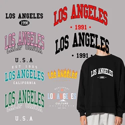 LOS ANGELES Personalized Letter Sticker Iron On Patches Heat Transfer t-Shirt Parches Ropa Diy Heat-Adhesive Clothing Patches