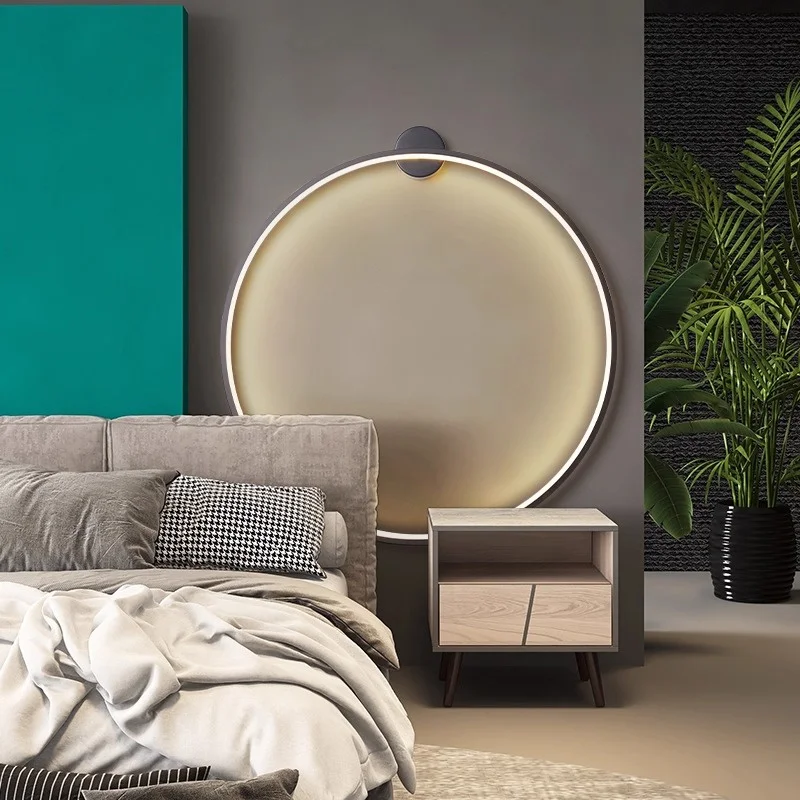 

Modern LED Wall Lights Simple Circle Background Decoration Lamps for Living Room Bedroom Bedside Aisle Corridor Indoor Lighting