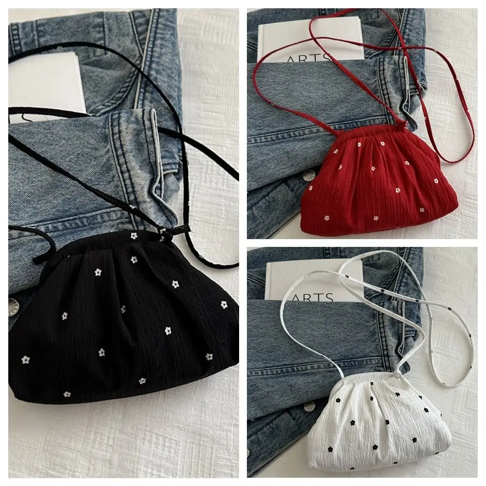 Sac à bandoulière simple en Polyester doux, sac de maquillage de Style coréen à fleurs, sac de téléphone à cordon de serrage, sac à bandoulière pour dames