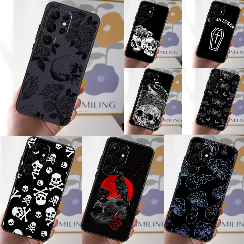 Skull Gothic Creepy Pastel Goth Case For Samsung Galaxy S24 S23 S22 Ultra Note 20 10 Plus S8 S9 S10 S20 FE S21 FE Cover