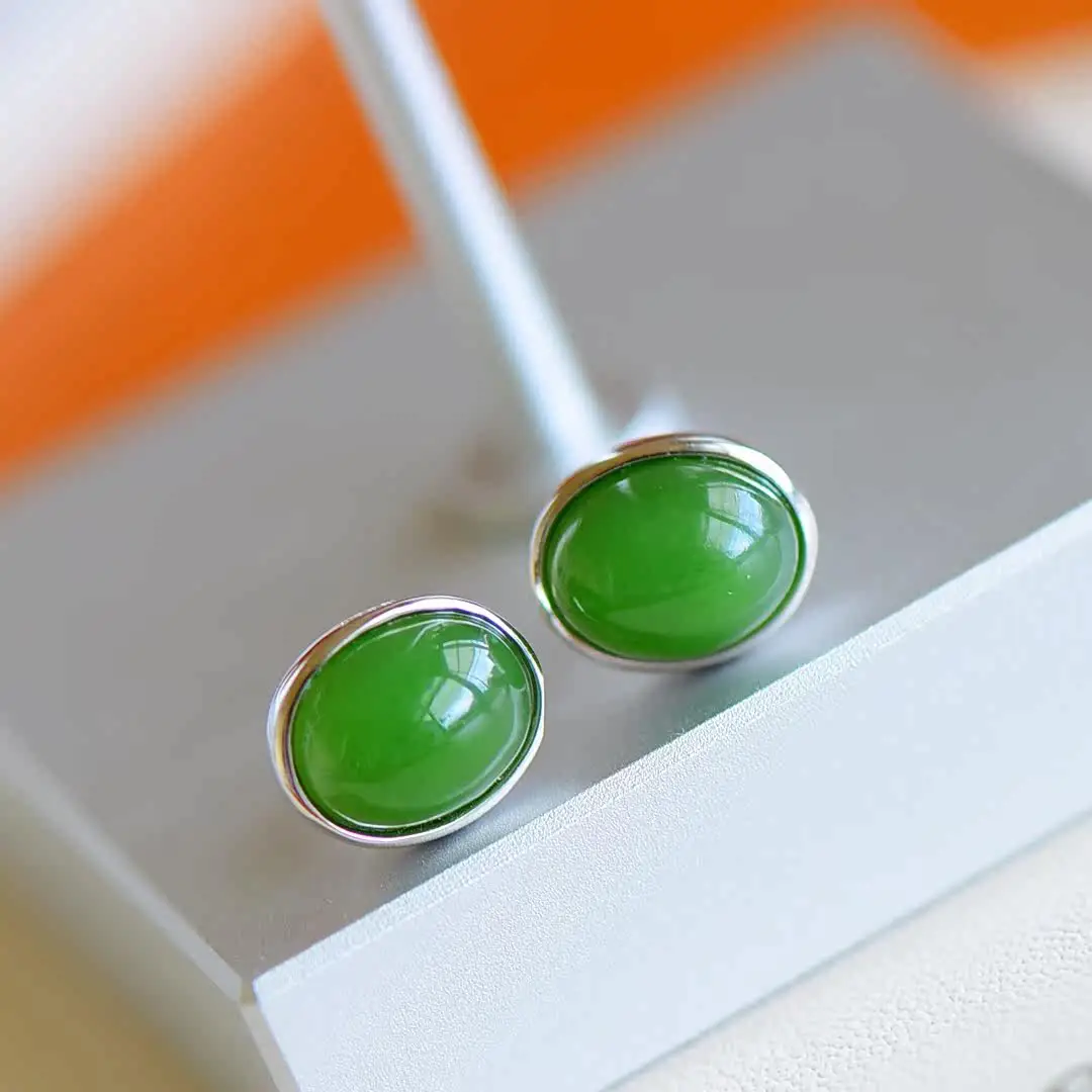 Xinjiang Hetian Jasper Egg Noodle Women's Earrings Earrings Earline Earrings Pendant Hanfu Fashion Accessories