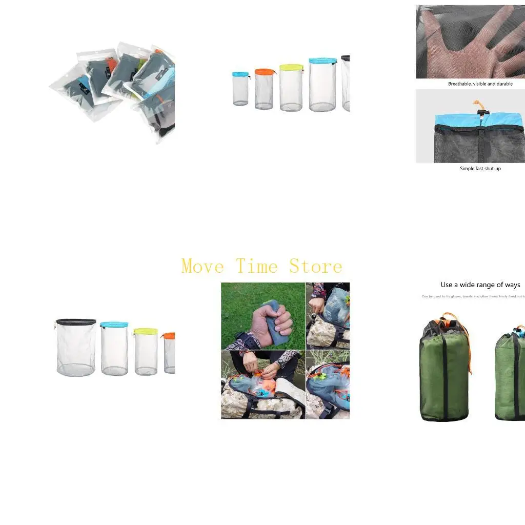 92ME Drawstring Mesh Sacks Stuff Storage Mesh Equipment Bag for Outdoor Travel