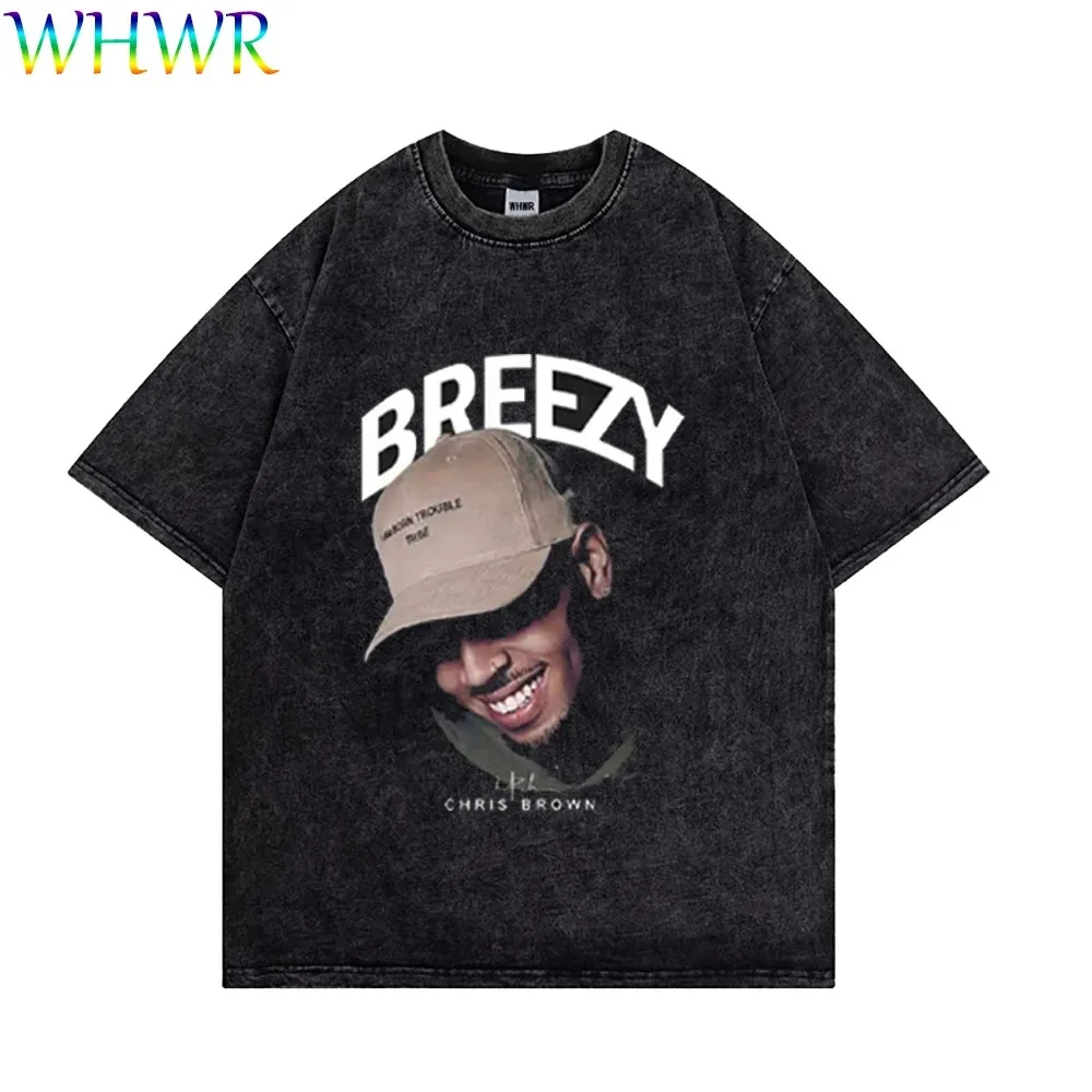 Chris Brown Vintage T-shirt 100% Cotton T-shirts Unisex Y2k T Shirt Under The Influence Tour 2024 Breezy Tshirt Rapper Tees 2024