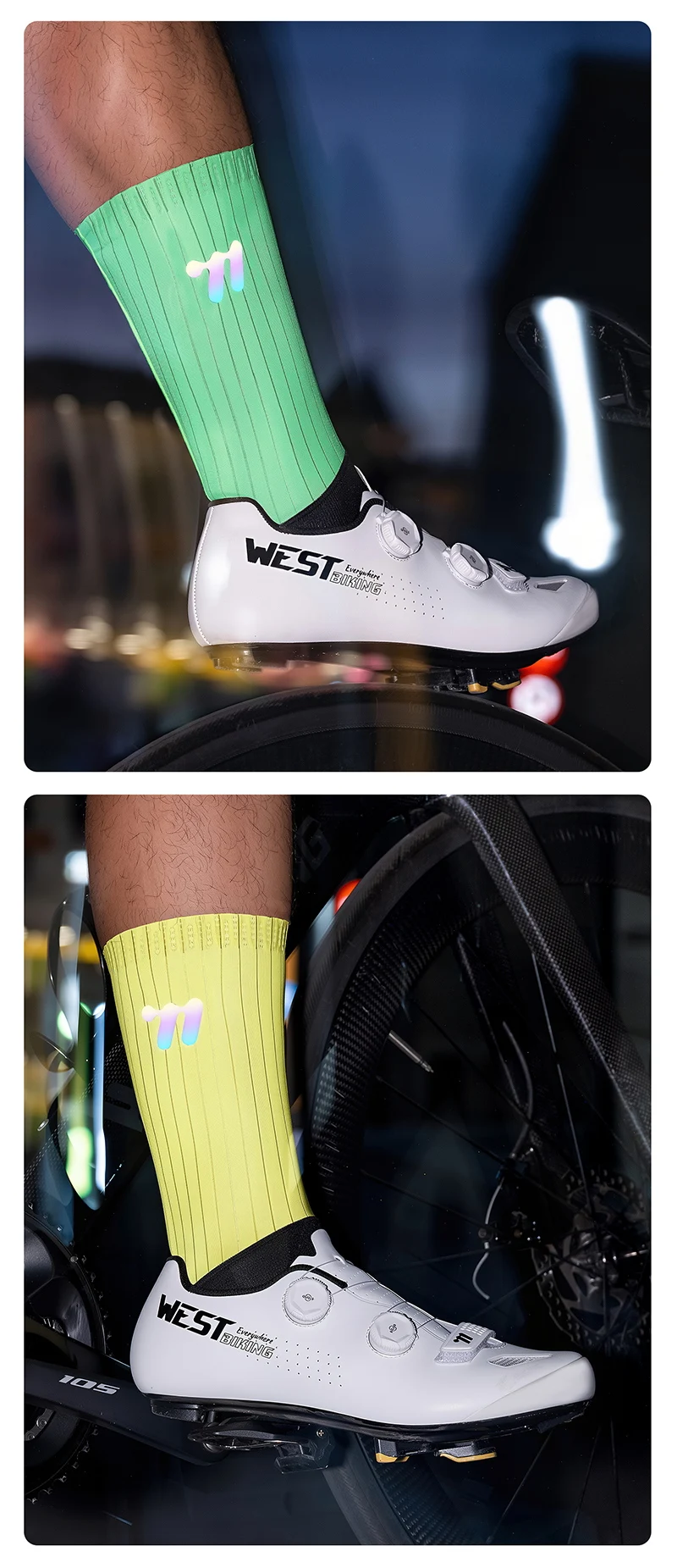WEST RADFAHREN Sommer Aero Socken Whiteline Radfahren Socken Anti Slip Silikon Männer Fahrrad Sport Laufen Fahrrad Socken Calcetines Ciclismo – Detail 19