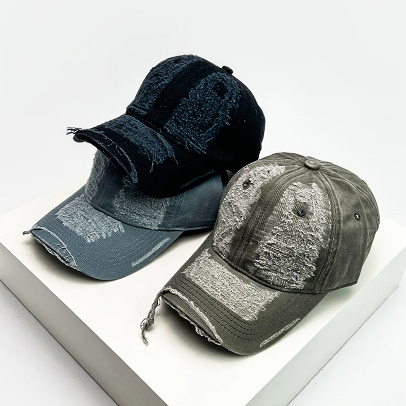 

New Unisex Solid American Vintage Baseball Hats Street Breathable Broken Style Sunshade Peaked Caps Versatile Retro Fashion ins