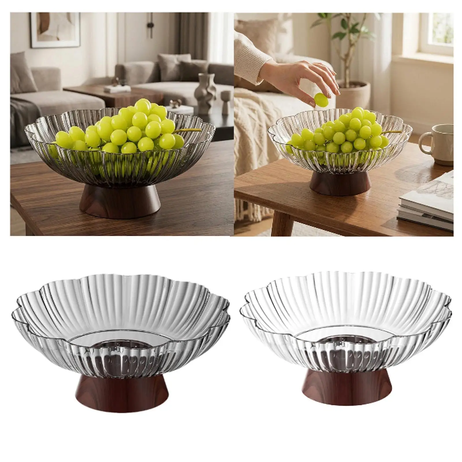 Modern Home Decor Pedestal Fruit Bowls Large Capacity Portable Snack Storage Holder for Countertop Celebration