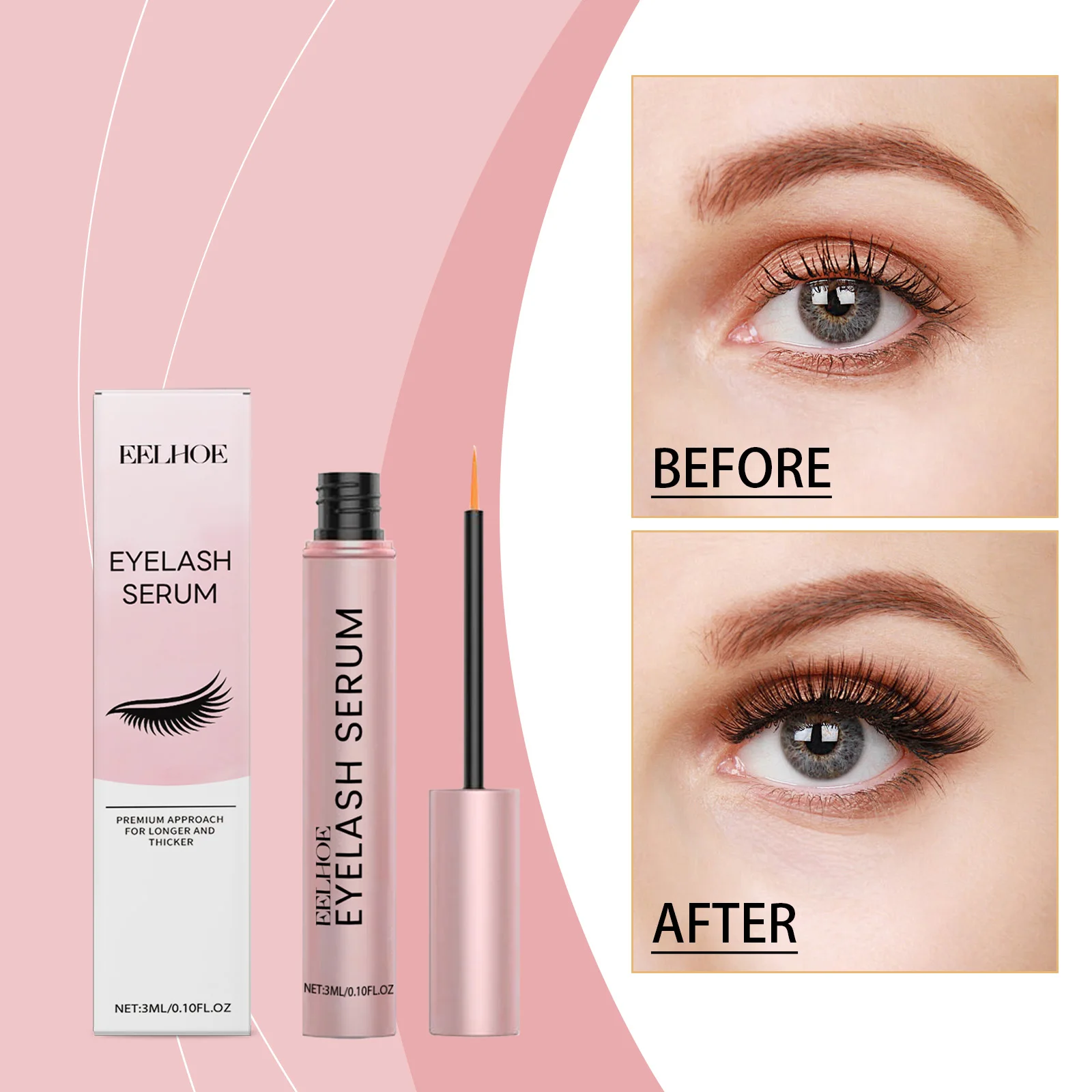 Premium Eyelash Serum and Brow Enhancer Multi-Peptide Lash Serum for Thicker Longer Fuller Lashes Eyebrows Prostaglandin-Free