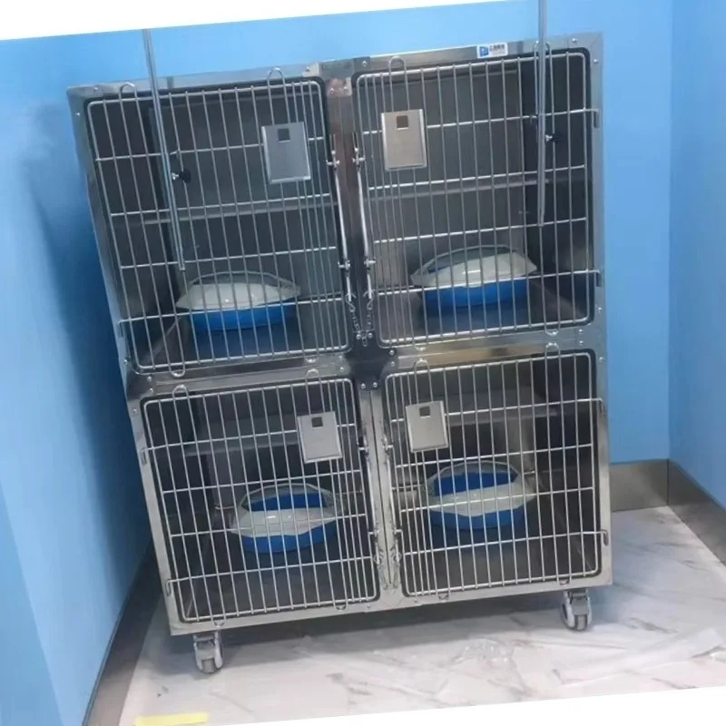 

Large Hospital Vet Store 304 Stainless Steel Dog/Cat Cage with 4 Doors for Clinical Animal Care for Pet Supplies