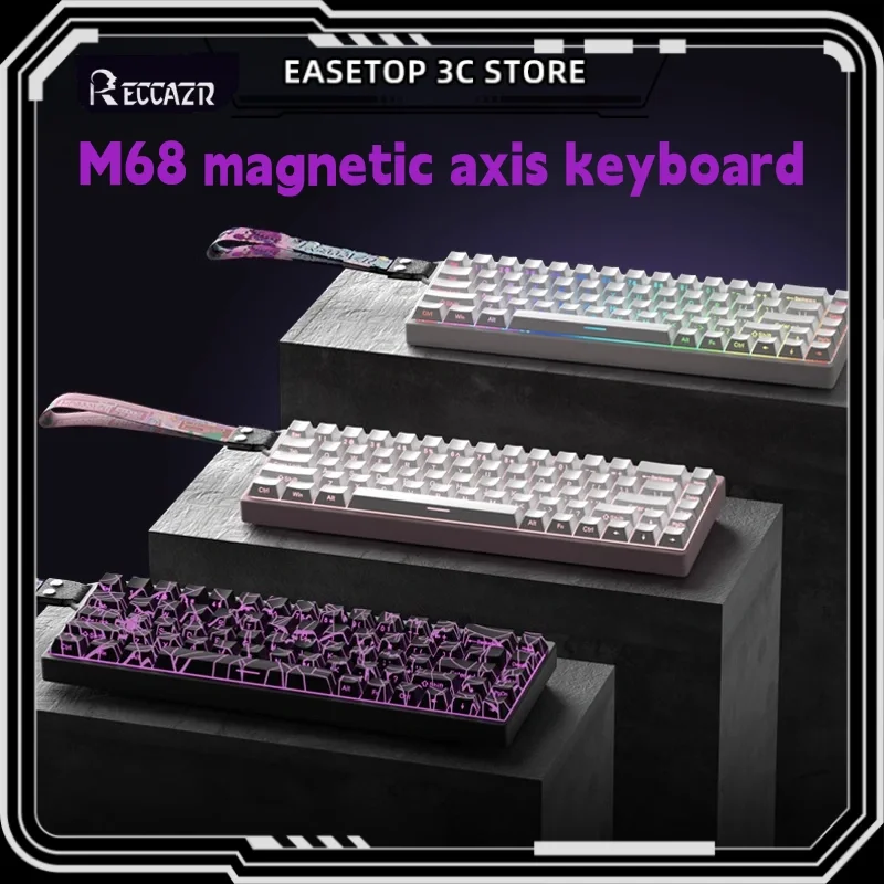 Reccazr M68 Magnetic Axis Keyboard Wired Full Key Hot Swappable Rgb Light Ajustable Key Range 0.02rt 8k Return Gaming Keyboard