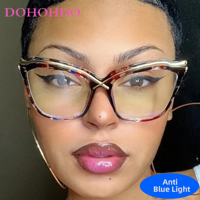 Fashion Designer Reading Glasses Anti Blue Light Cat Eye Glasses Men Women Large Frame Glasses Vintage Trendy Eyeglasses Female