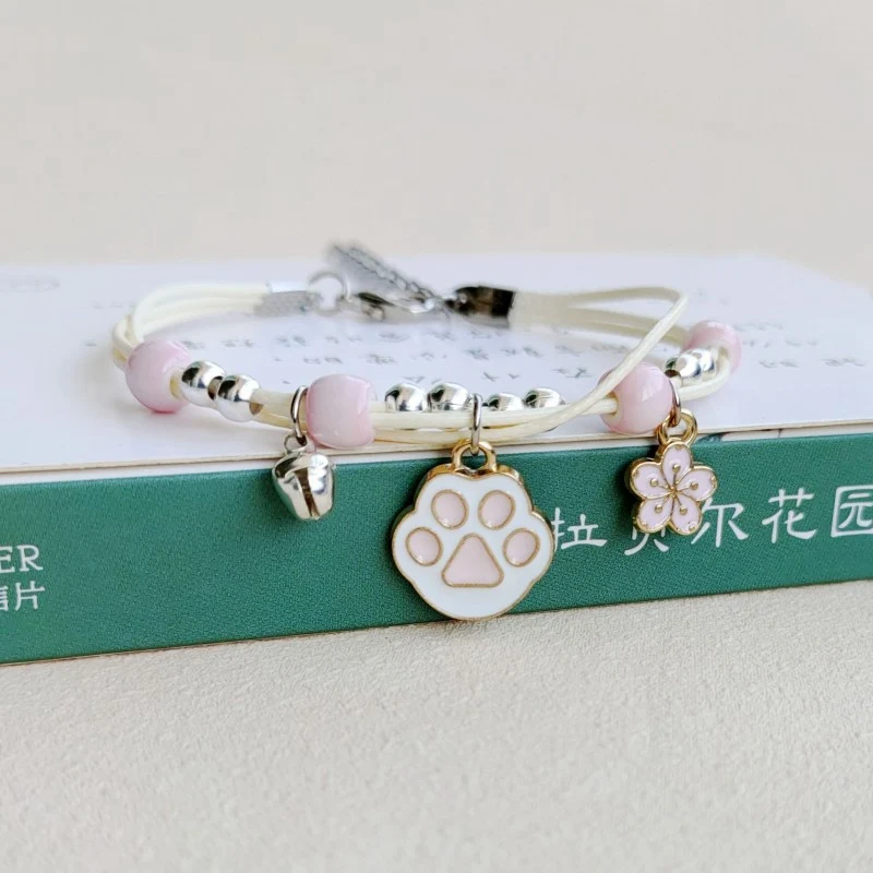 Bracelets de fleurs de lapin mignons de style coréen pour femmes, pendentif de patte d'avion et de mouton exquis, bracelet perlé, bijoux de fête, cadeaux