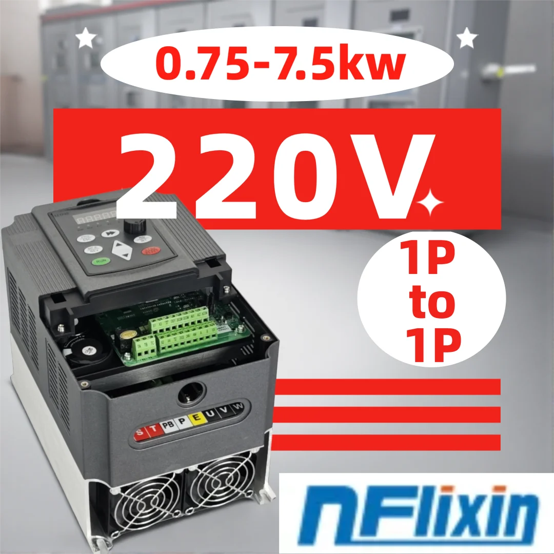 Single-Phase 220V Input to Single-Phase 220V Output  VFD 0.75KW/1.5KW/2.2KW/3KW/4KW/5.5KW/7.5KW converter for Single-Phase Motor
