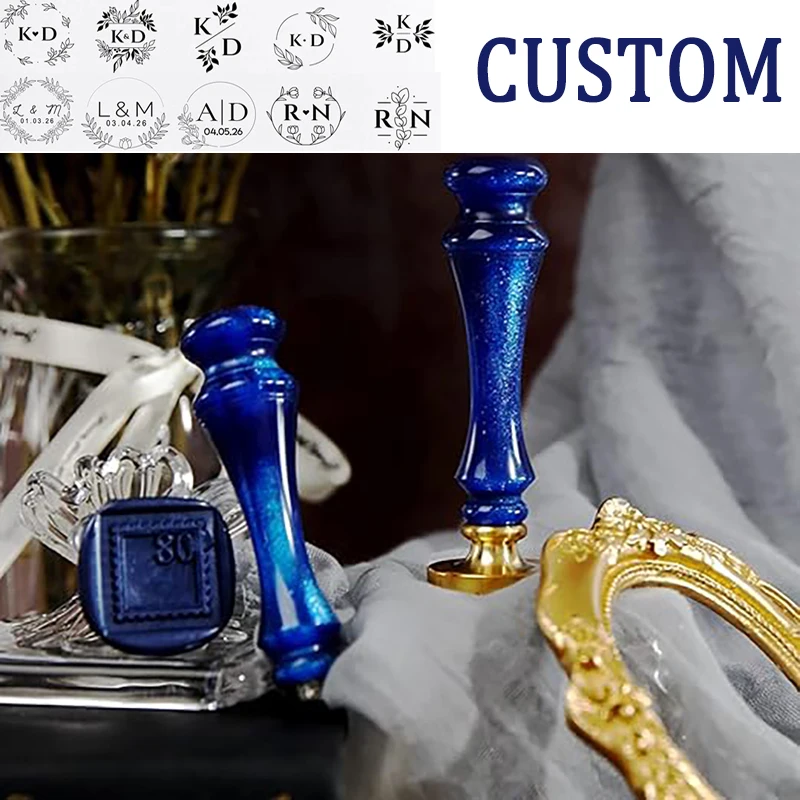

Custom Wax Seal Stamp and Wooden Handle set, For Wedding Invitation, Multiple Designs, Personalized Logo Wax Stamp, Initial Wax