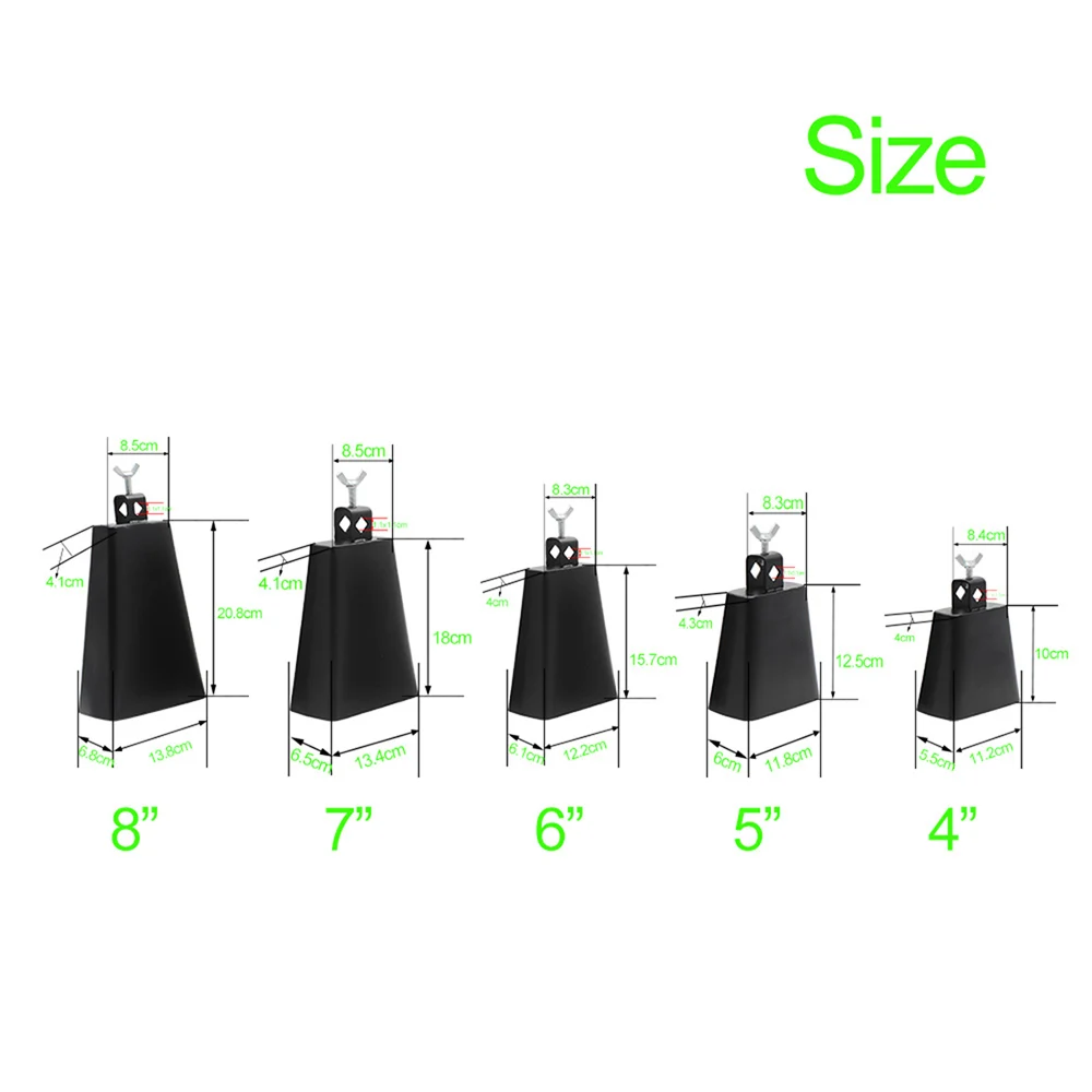 Cowbell 4/5/6/7/8 Inch Jazz Style Music Tools Metal Steel Cattlebell Cow Bell Drum Kit Parts Percussion Instruments Accessories