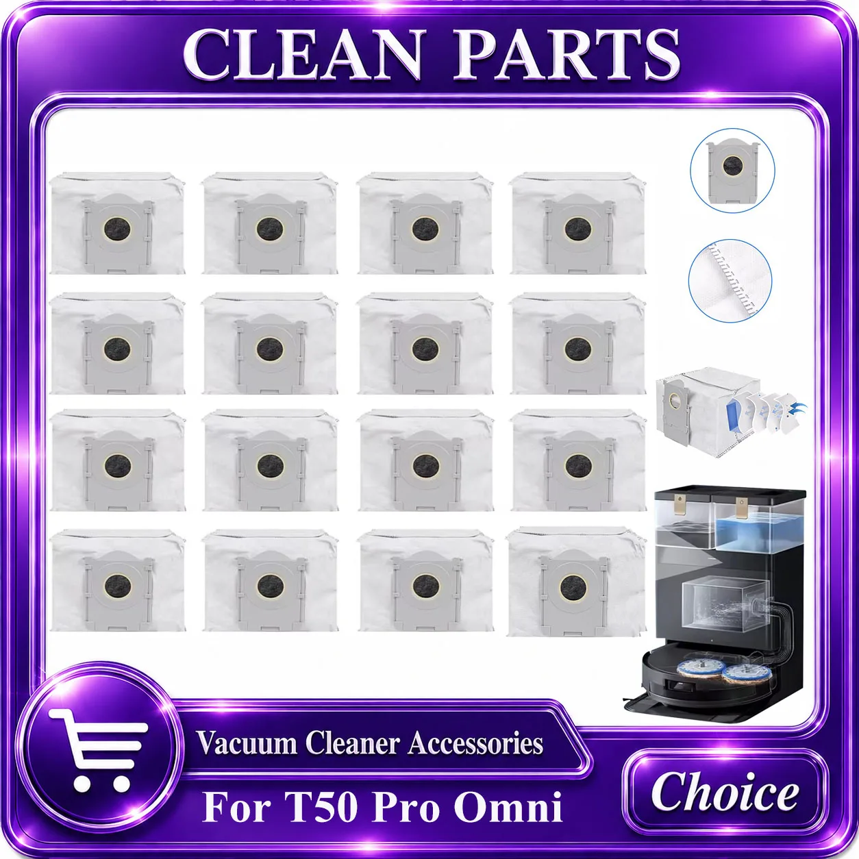 Dust Bag For Ecovacs T50 Pro Omni T50 Omni T50 Max Pro Omni X9 PRO OMNI X8 Pro Omni T80 OMNI/ Yeedi S14 Accessories
