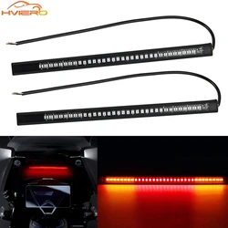 1/2Pcs Motorcycle Lamp Brake Light 12V Red Yellow Rotating Cover 48SMD Waterproof Soft Strip License Auxiliary Tail Lantern Leds