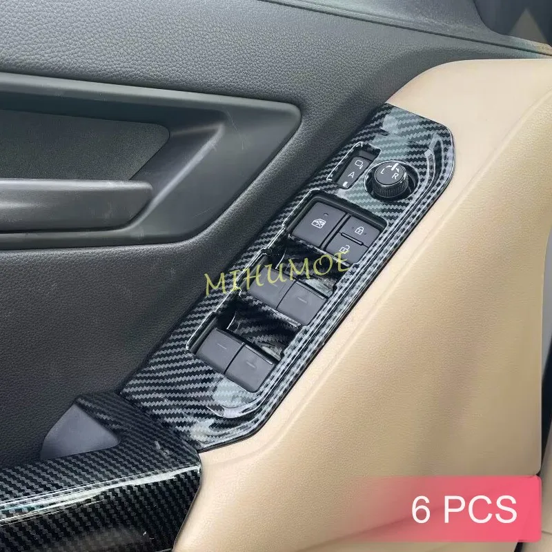 

For Toyota Land Cruiser LC300 Carbon Fiber Interior Door Window Control Panel Cover Trims