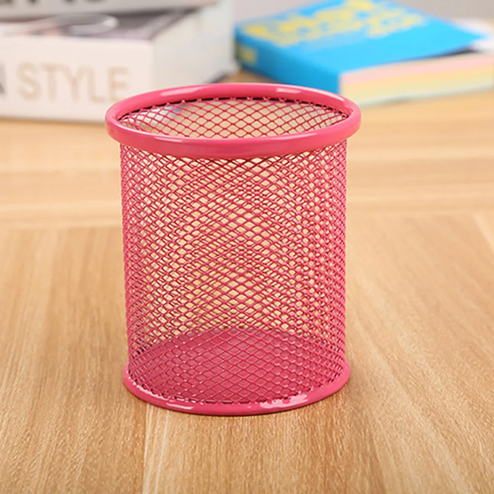

5pcs Round Holder Mesh Steel Desktop Organizer Sturdy Metal Office Supplies Pen Cup For Office Home School Use
