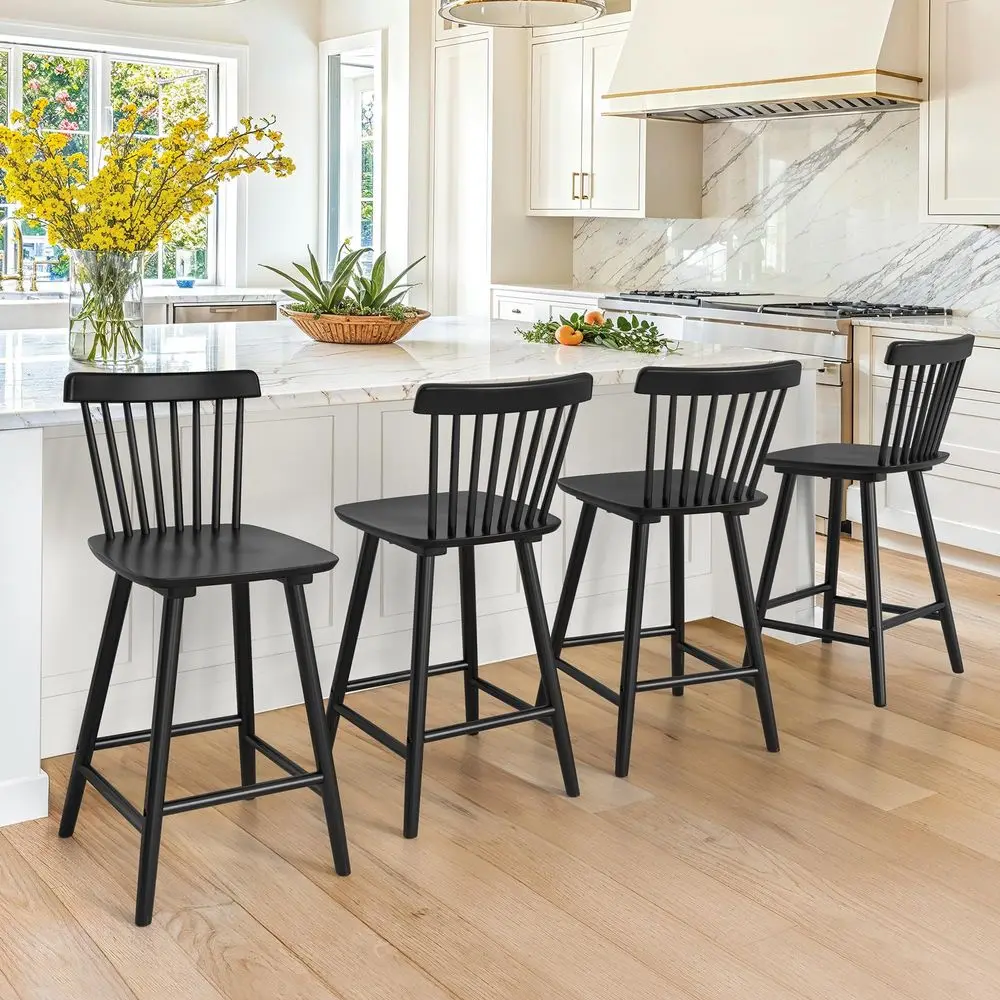 

24 Counter Height Bar Stools Set of 4, Swivel Counter Stools with Back, Upholstered Velvet Stools for Kitchen Counter with Wood