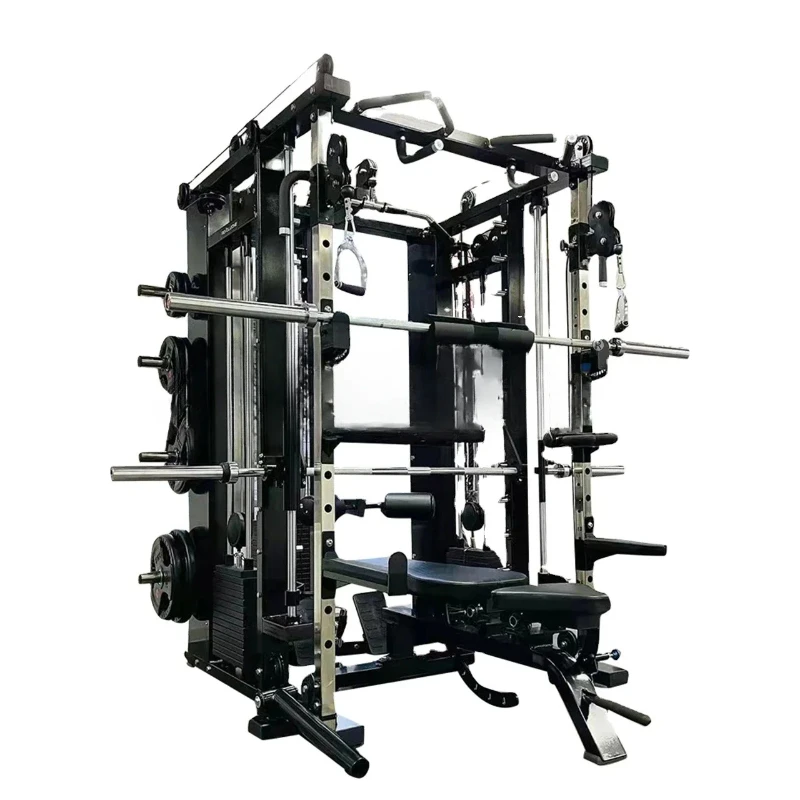 

l Большой коммерческий тренажерный зал, оборудование для фитнеса, многофункциональный тренажер, весовой стек 3*80 кг, стойка для приседаний, силовая стойка, машина для смита