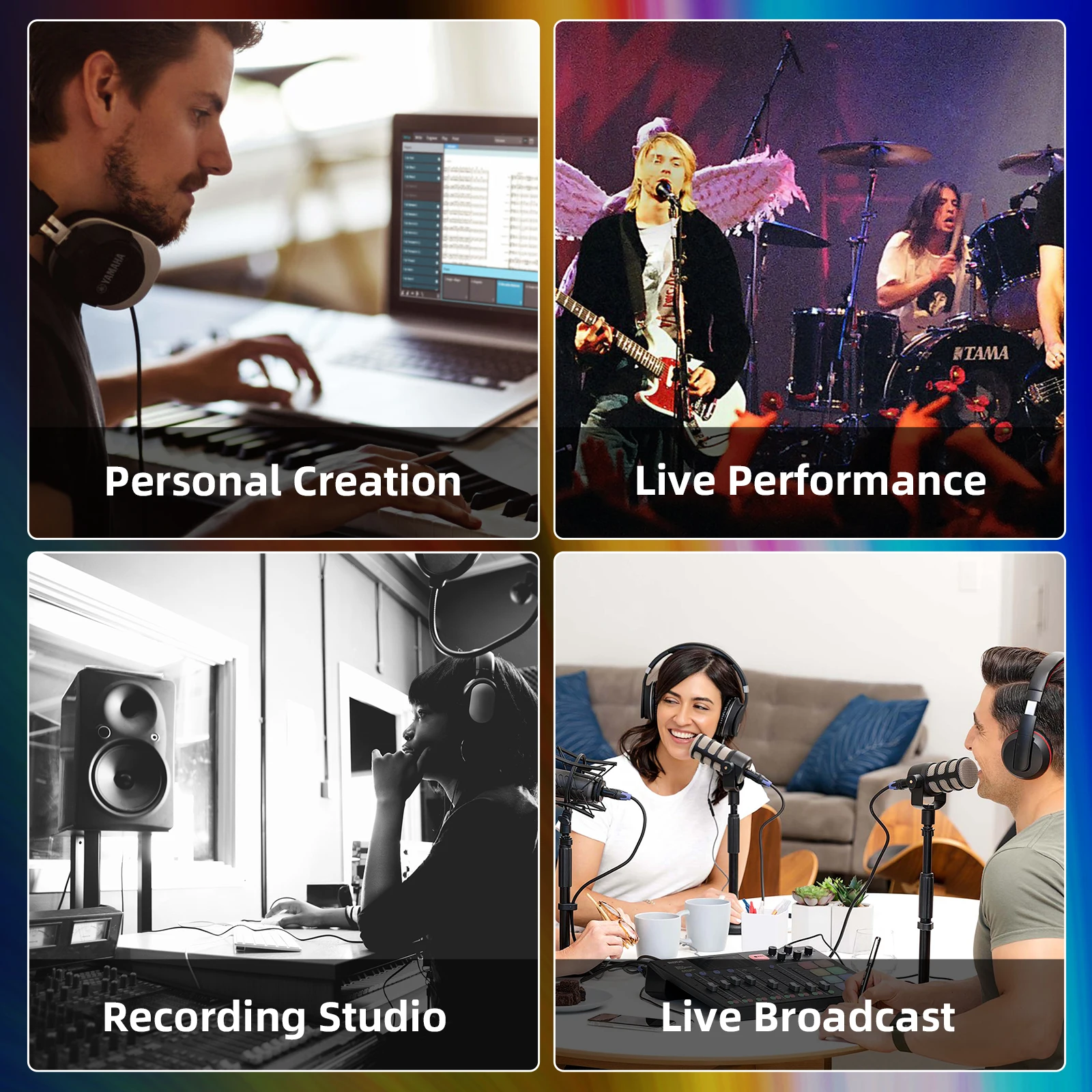 Bolanle PH400 เครื่องขยายเสียงหูฟังสเตอริโอ 4 แชนเนล ระบบกระจาย การกดสูงสุดของหูฟัง 600 โอห์ม เอฟเฟกต์แสง RGB