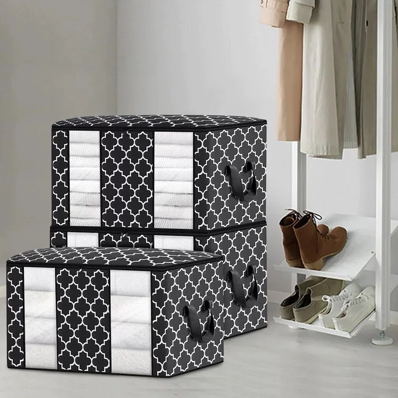 

2 pcs non-woven fabric quilt storage bags with visible windows, foldable clothing bags for wardrobes