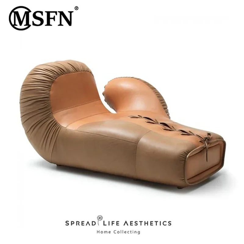 Leather Boxing Glove Single Sofa Lazy Recliner Leisure Hotel Villa