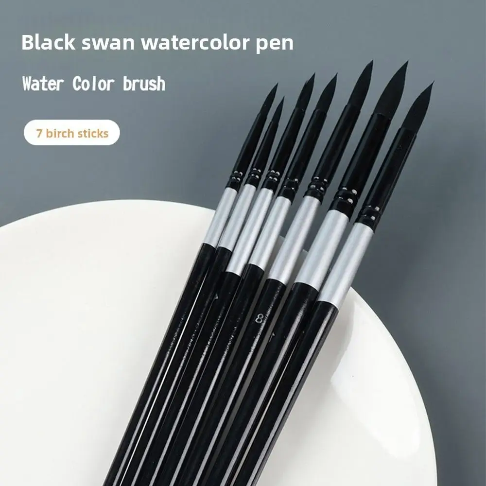 7 قطعة/المجموعة السنجاب الشعر شعيرات فرشاة ألوان مائية مستديرة/أشار نصائح المبتدئين الفنان كيت الغواش اللوحة القلم فرش الطلاء مجموعة #1