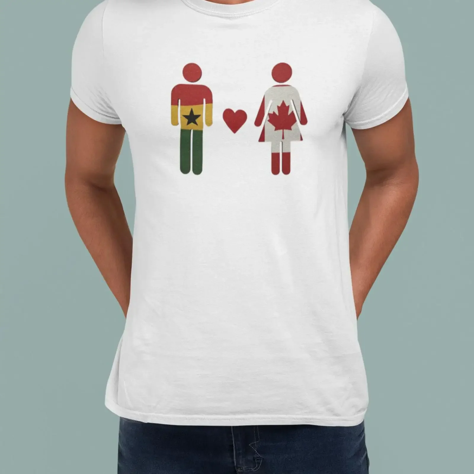 Ghana amp Canada Couple T Shirt International Love Ghanaian Canadian Relationship vintage Washed fashion Slightly homme
