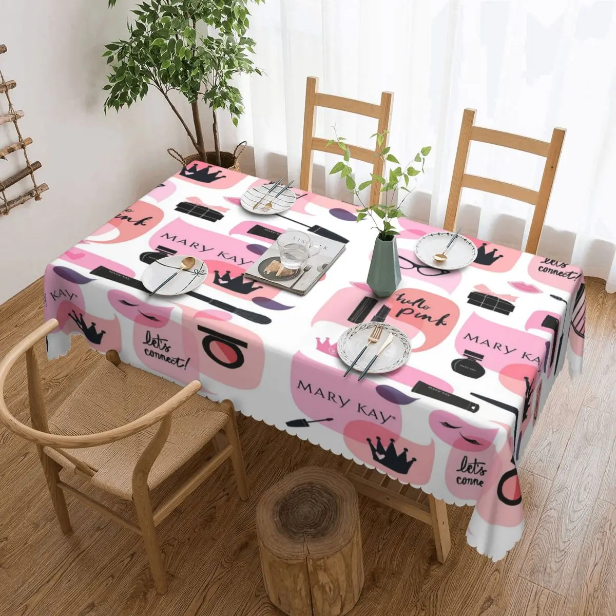 Mary Kay Cosmetics Customized Rectangular Tablecloth Waterproof Table Cover for Dining Events Table Cloth