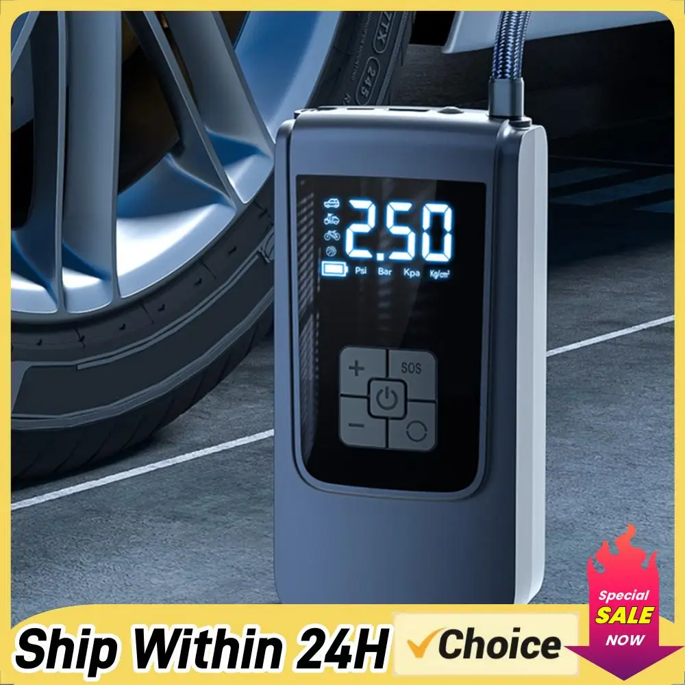 

7.4/12V Car Tire Inflator 150PSI Smart Air Compressor LED Light Electric Inflator Pump 6000mAh for Vehicle Truck Motorbike Balls