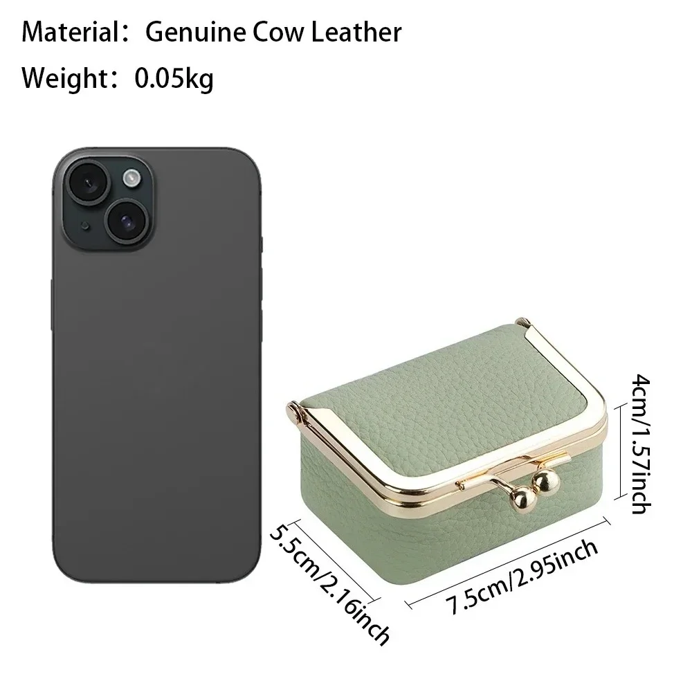 URBAN MASTER  Genuine Leather Mini Coin Purse with Kiss Lock - Women's Fashion Jewelry Boxes for Earrings Rings & Necklaces 2935