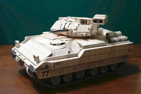 American M2A2 Bradley infantry fighting vehicles paper model 1:43 vehicles handmade art DIY model toys