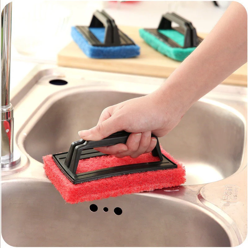 1 Pcs Pool Bathtub Floor Tile Scrubber Cleaning Sponge Brush Kitchen Cooker Wall Stain Remover Magic Scrubber With Handle