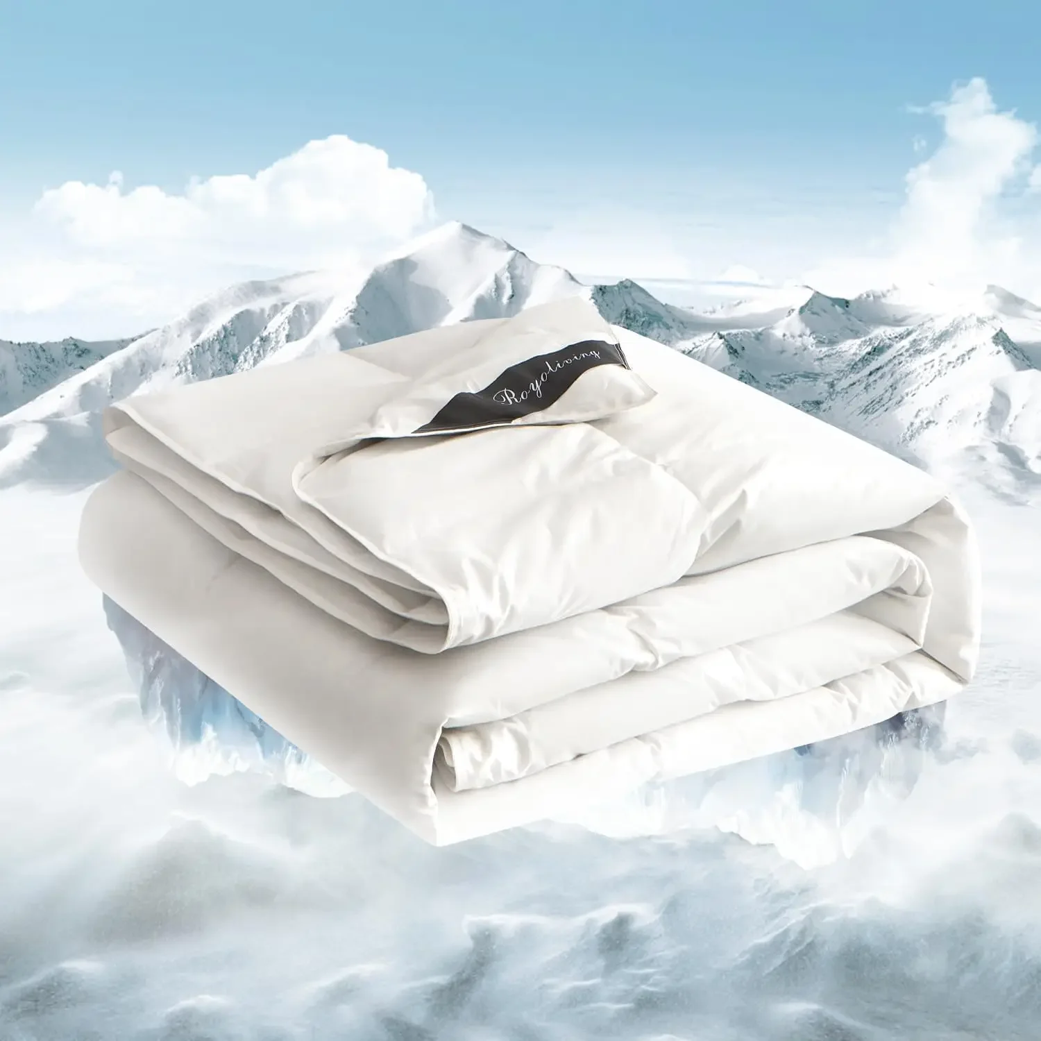Premium Feathers Down Comforter Queen Size Lightweight Summer Duvet Insert | 100% Cotton Cover, Summer Cooling Blanket, with Cor