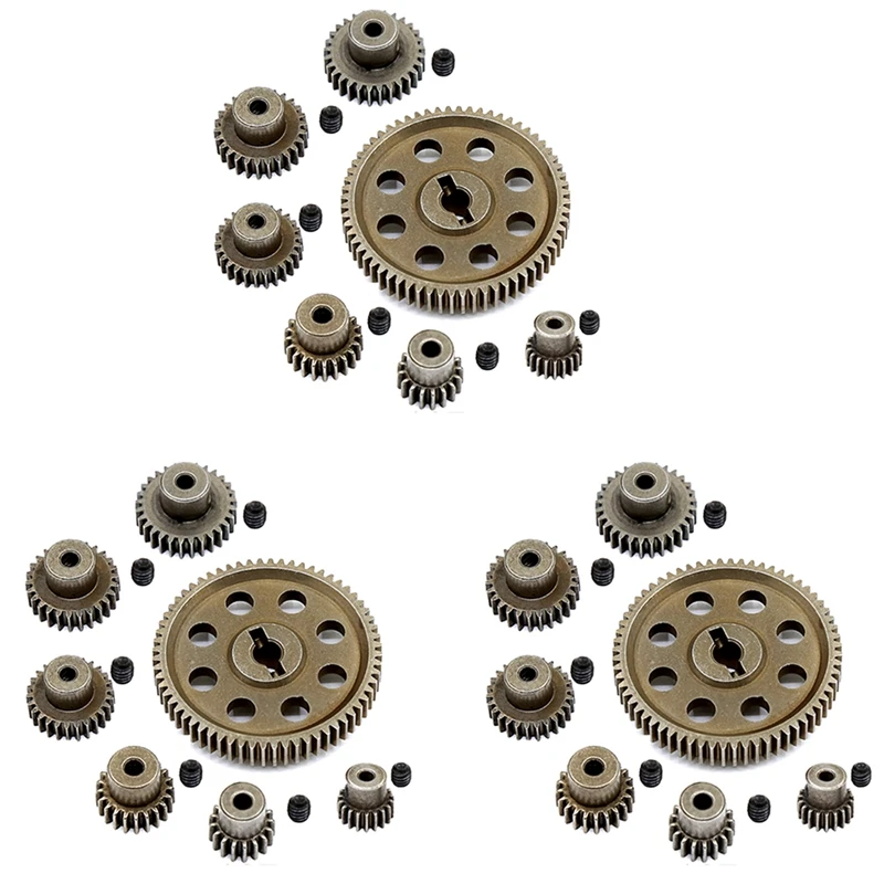 3X 11184 Metal Diff Main Gear 64T Motor Pinion Gears For 1/10 RC Car HSP Himoto Amax Redcat Exceed 94111 Parts